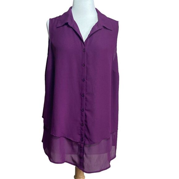 Roaman's Plum Purple Sleeveless Blouse Size 16 W - Picture 1 of 8